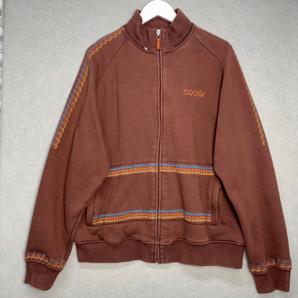 COOGI Track Jacket Mens XL Brown Y2K Streetwear Hip Hop Y2K Gorpcore Full Zip